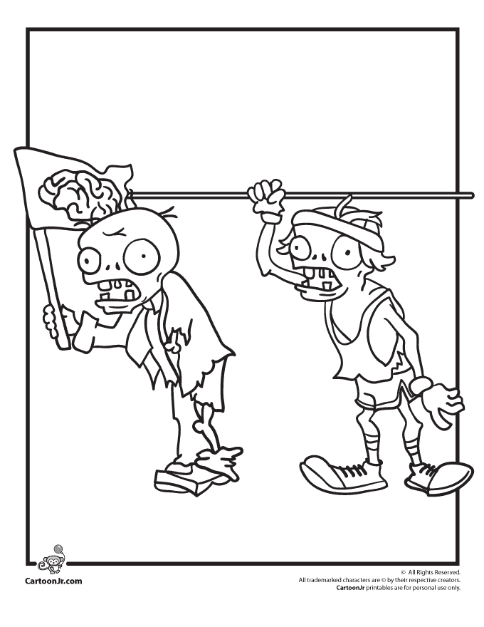 Plants vs Zombies Zombie Characters Coloring Page 