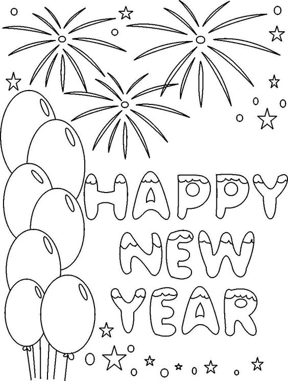 Happy New Year 2022 Card Coloring Page - ColoringAll