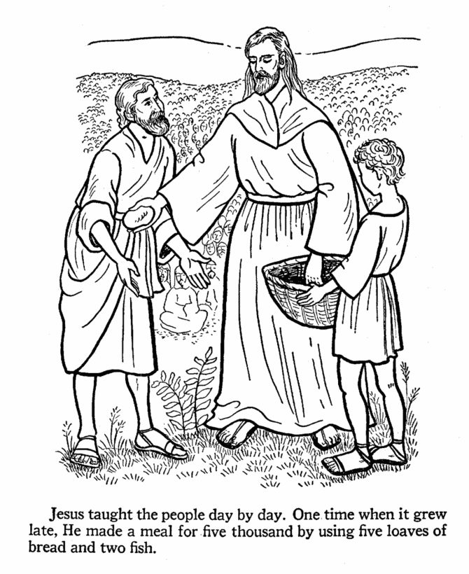 Coloring Pages Jesus Feeds The