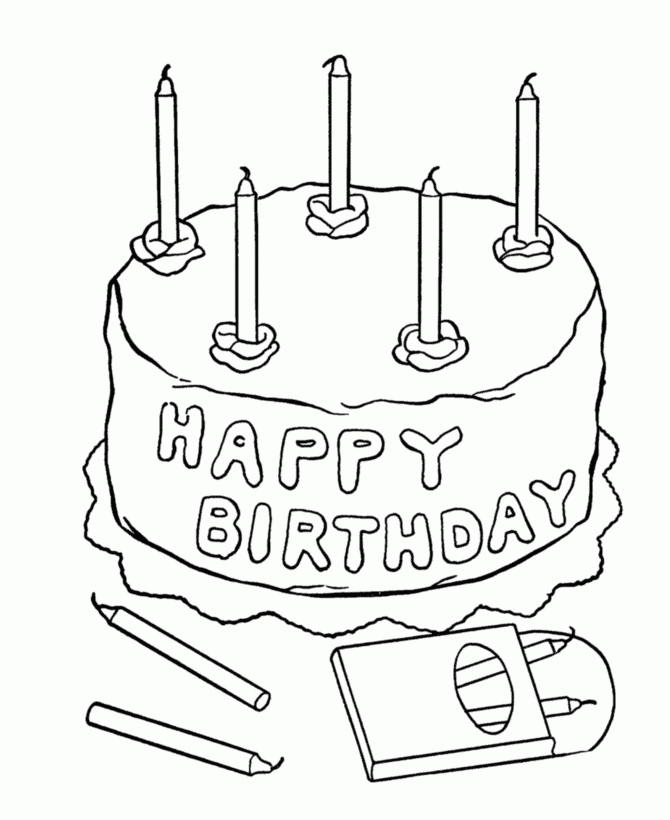 birthday cake coloring page - Clip Art Library