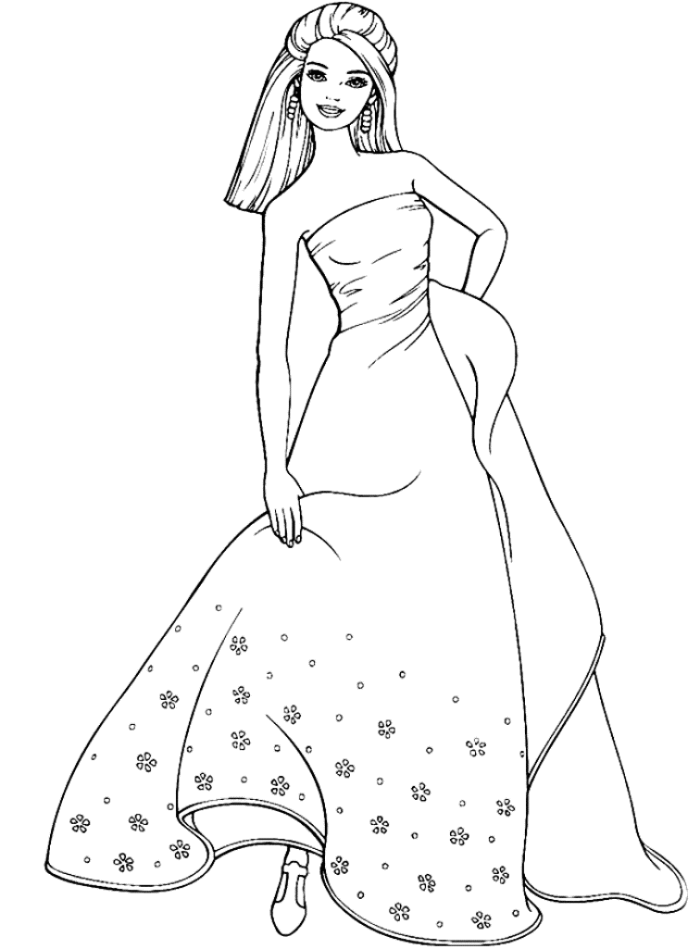Coloring Page Of Beautiful Evening Gown Princess Dress Is A Piece Of  Clothing Hand Drawn Vector Line Art Illustration Coloring Book For Children  Black And White Sketch Stock Illustration - Download Image