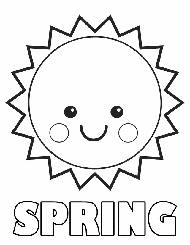 printable coloring pages of smiley spring sun for kids | Coloring
