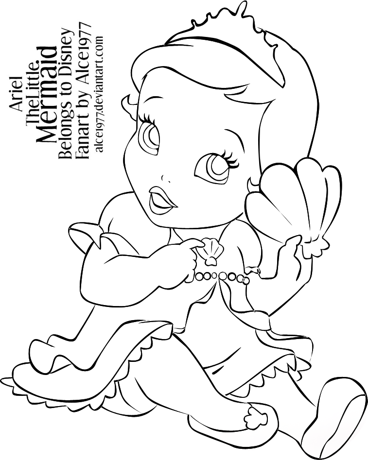 Disney Baby Ariel Coloring Pages Images  Pictures 