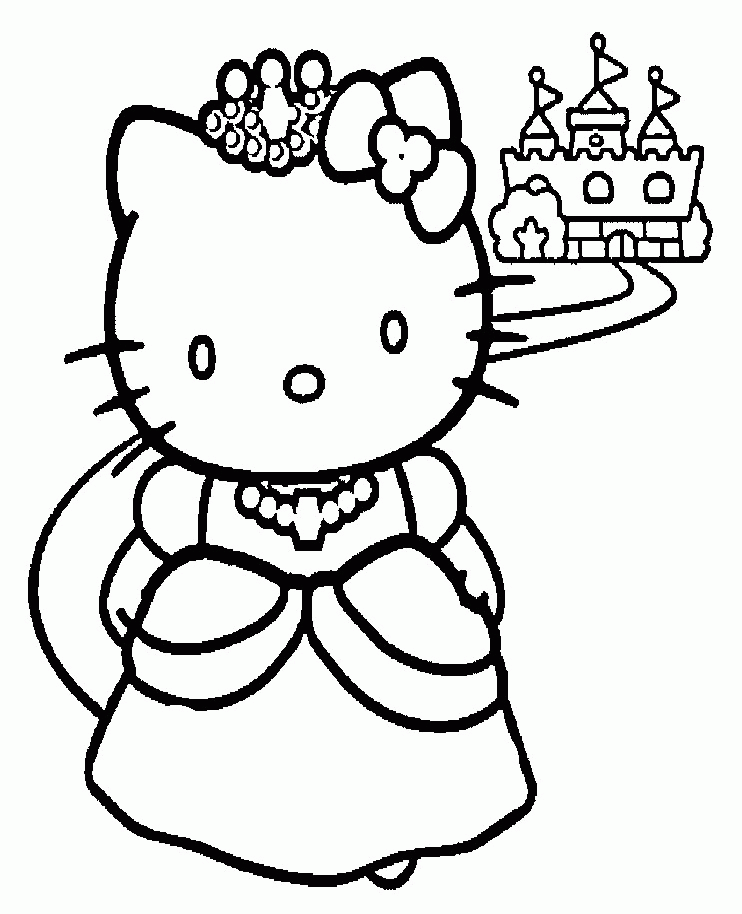 princess hello kitty coloring pages