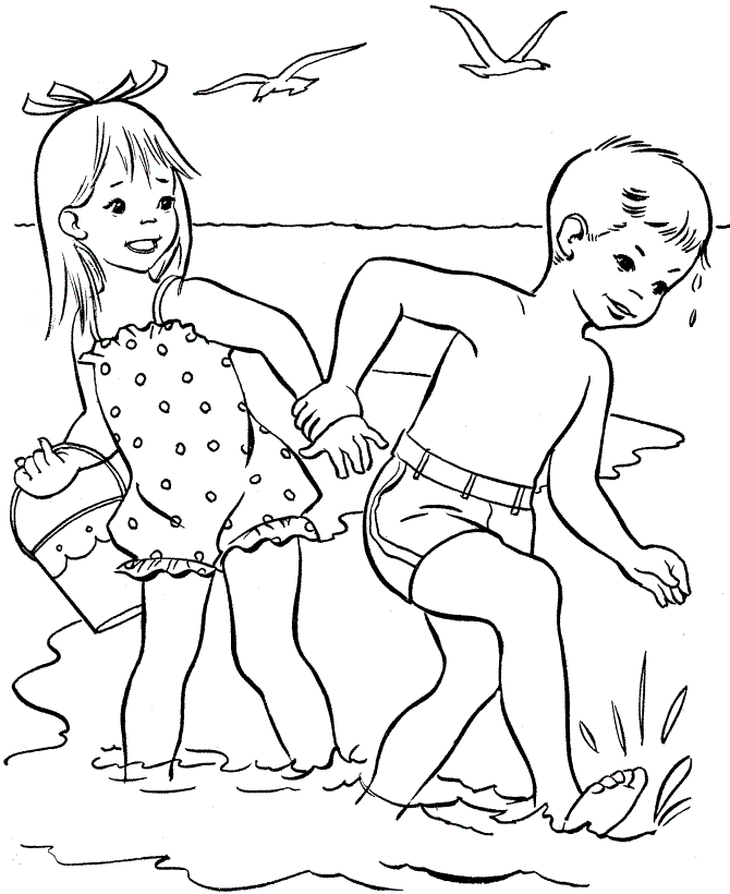 beach scene coloring pages kids