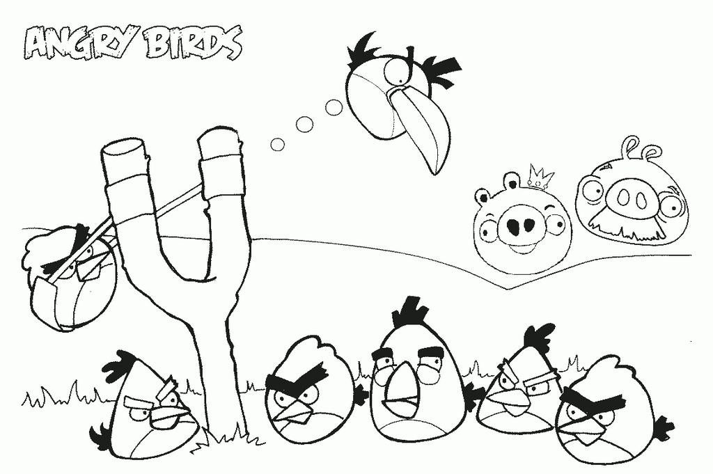 angry bird slingshot coloring page