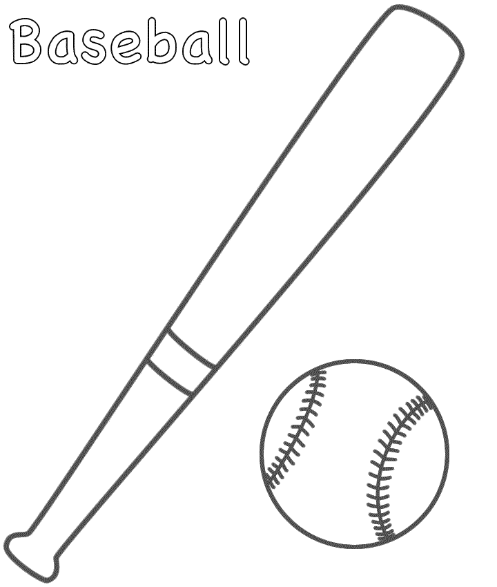 Baseball and Bat - Coloring Page 