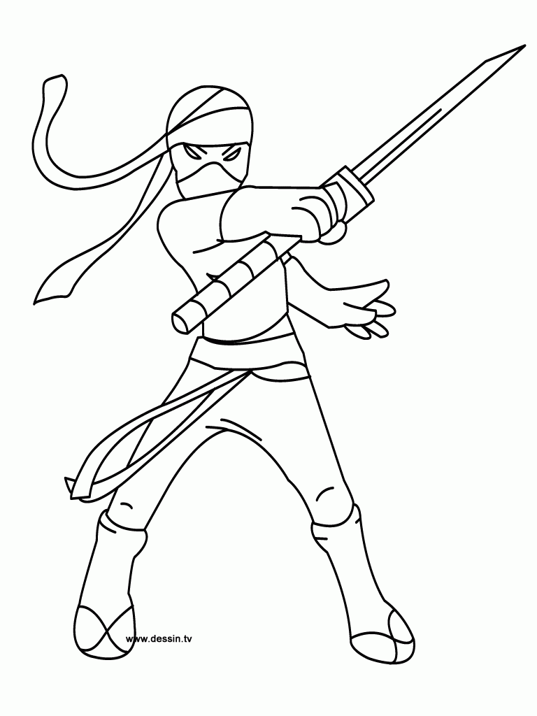 Desenho de Ninja com Ninjato para colorir