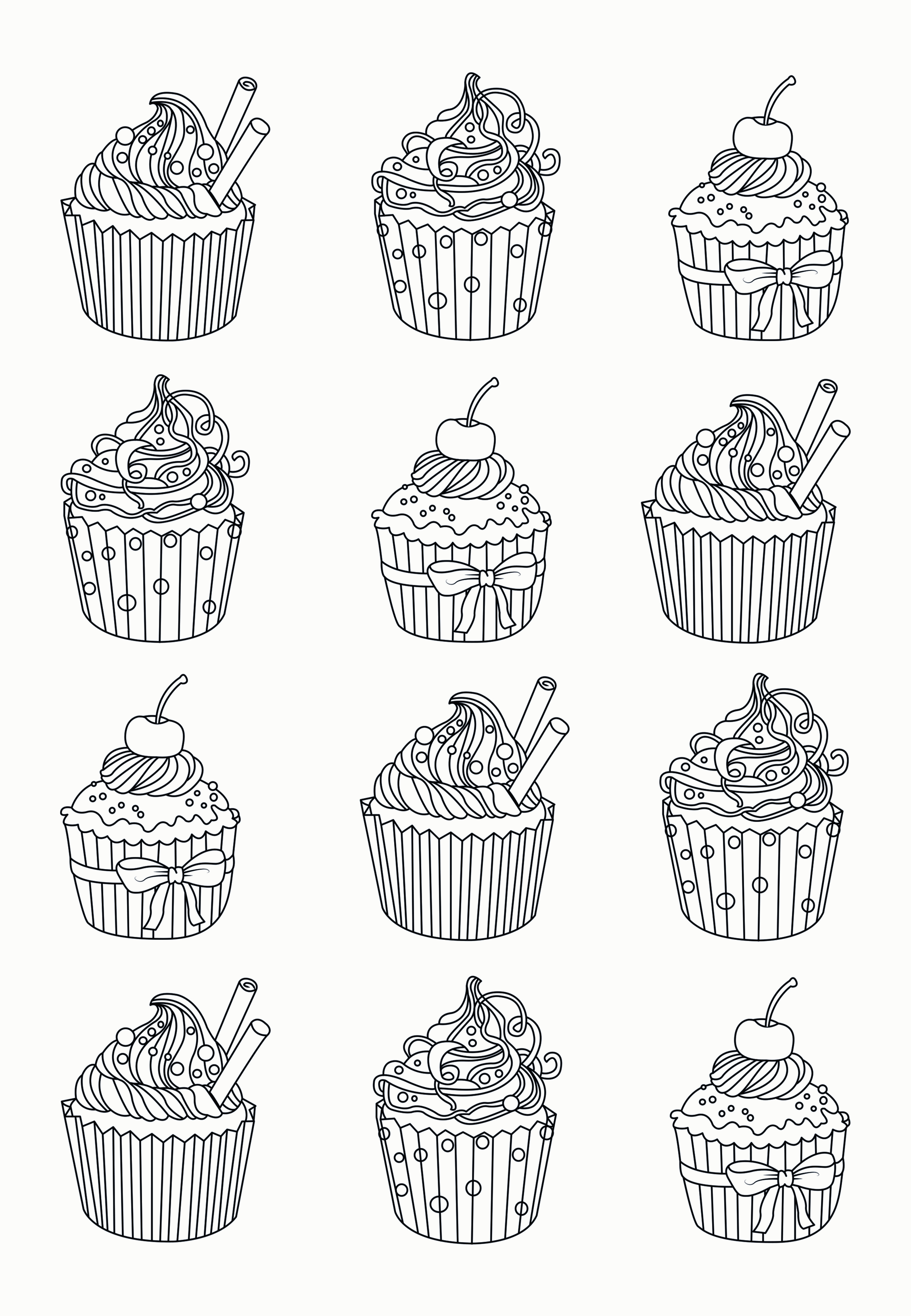 Cup Cake - | Coloring Pages For Adults