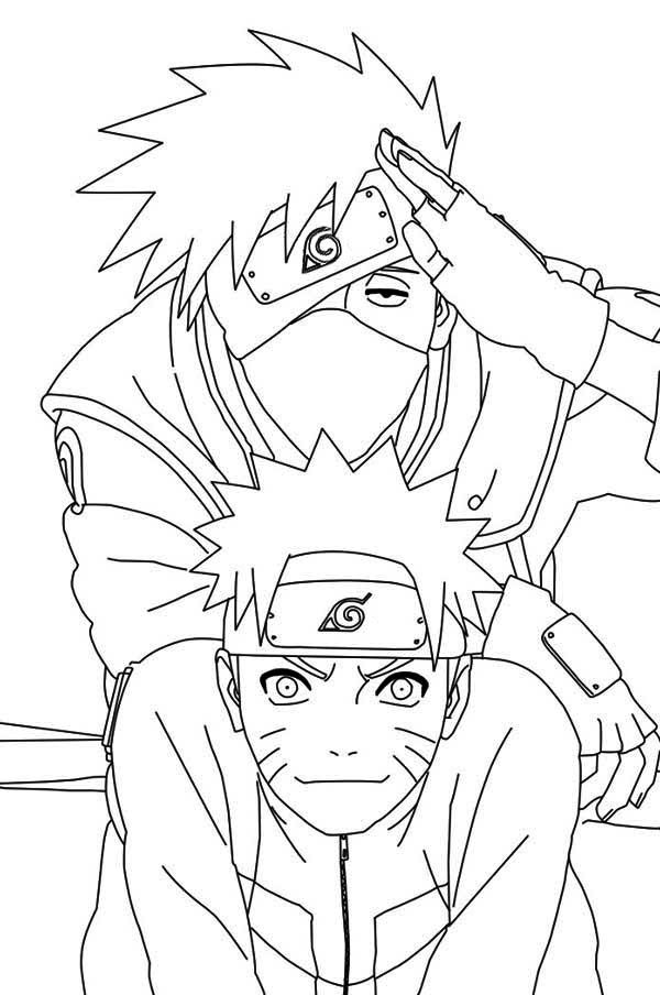 Naruto characters anime coloring pages for kids, printable free