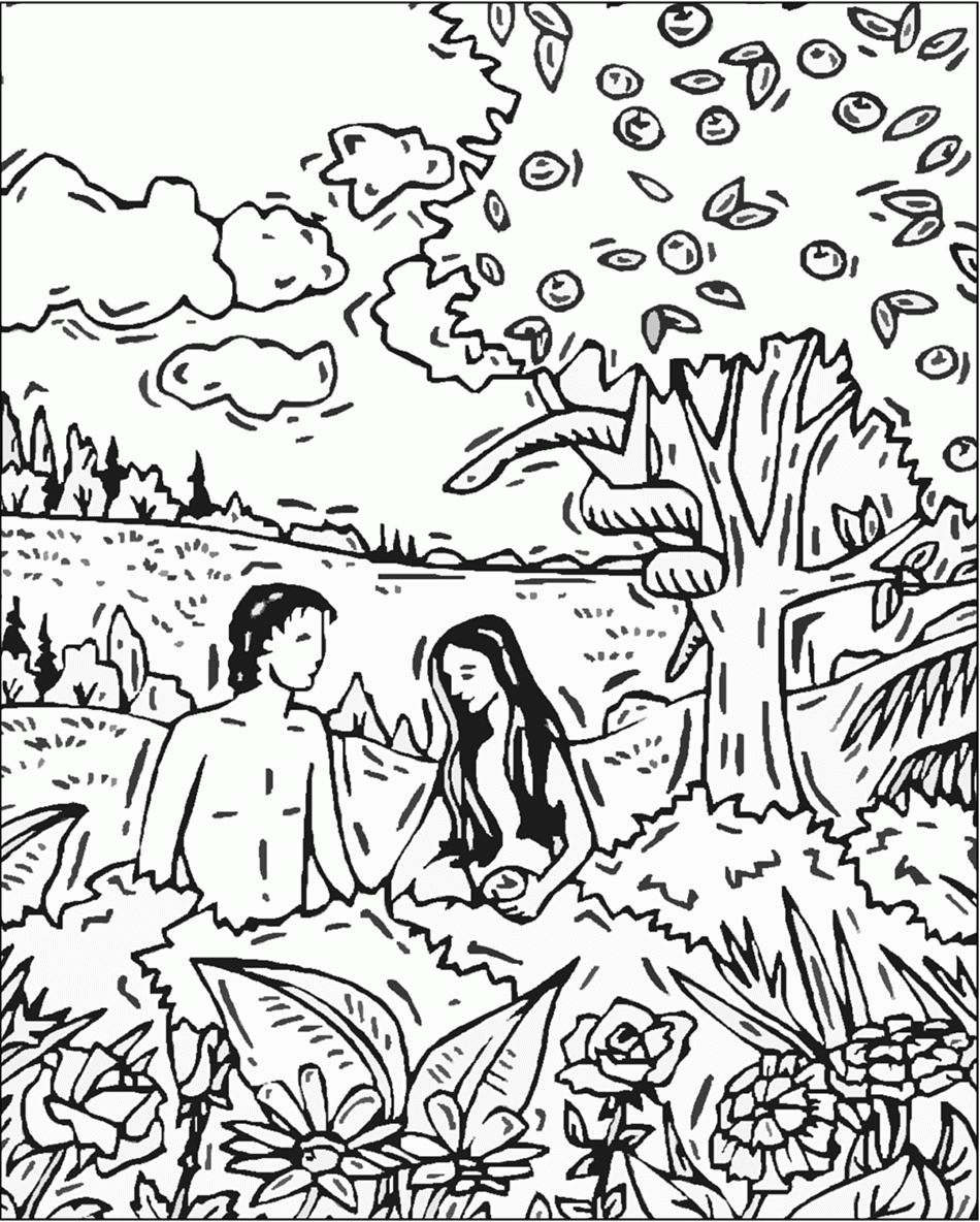 adam and eve in the garden of eden coloring pages - Clip Art Library