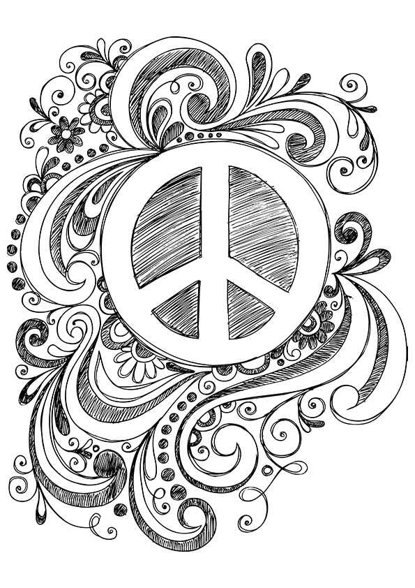 Adult Coloring Peace Sign Clip Art Library