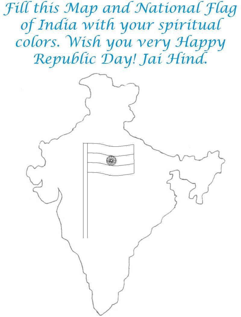 India map with flag | Coloring Page for Kids