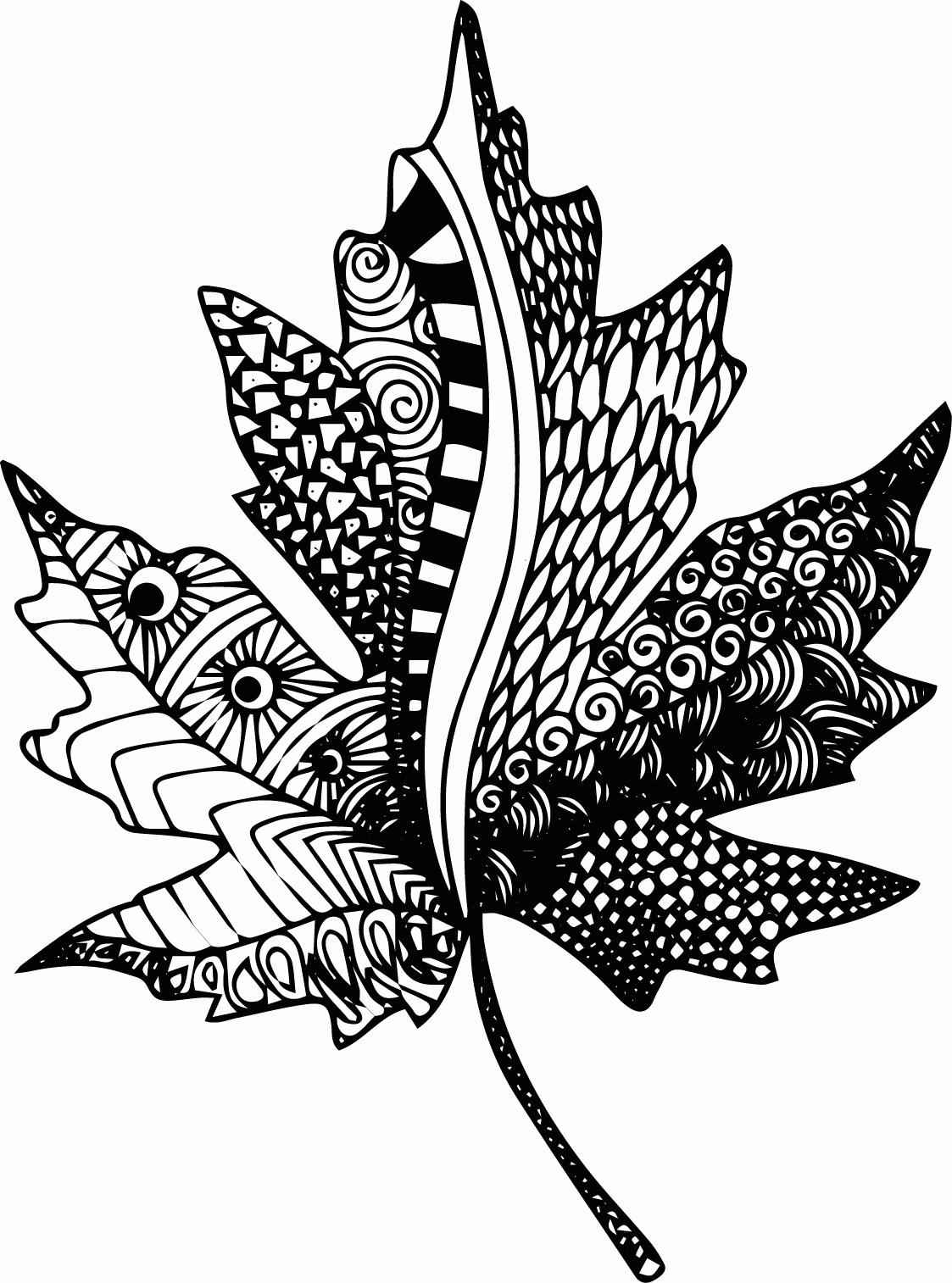 Leaf Zentangle Coloring Page Clip Art Library 64620 | Hot Sex Picture