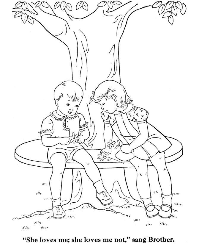 Children Sharing Coloring Pages