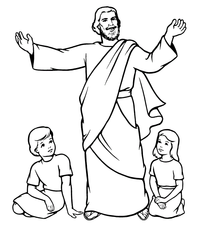 Jesus And The Children Coloring Pages