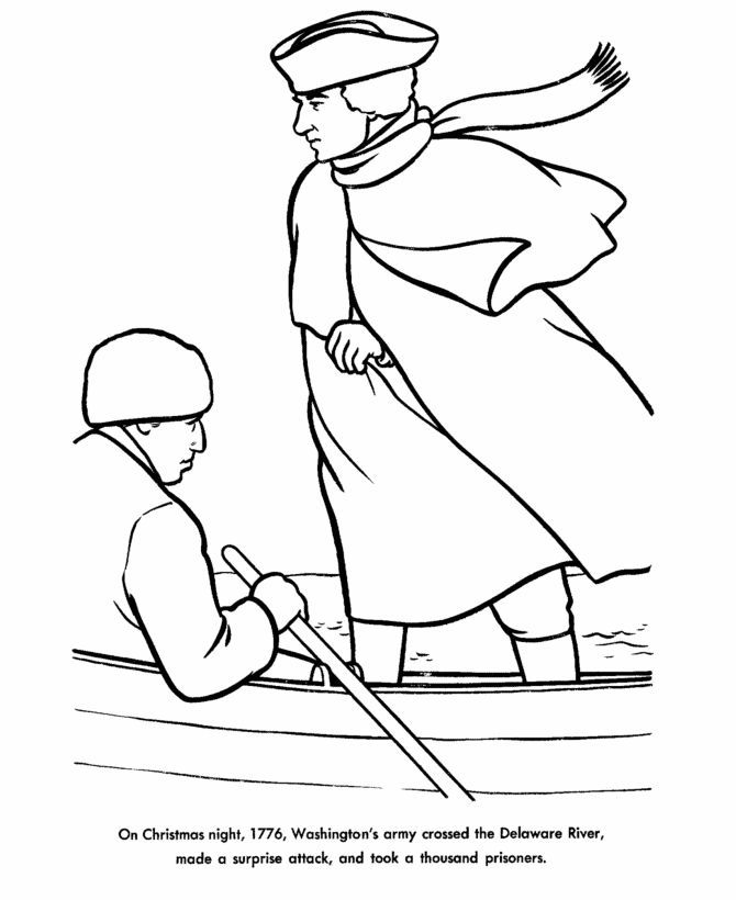 Revoltionary War Washington crossing the Delaware Coloring Page