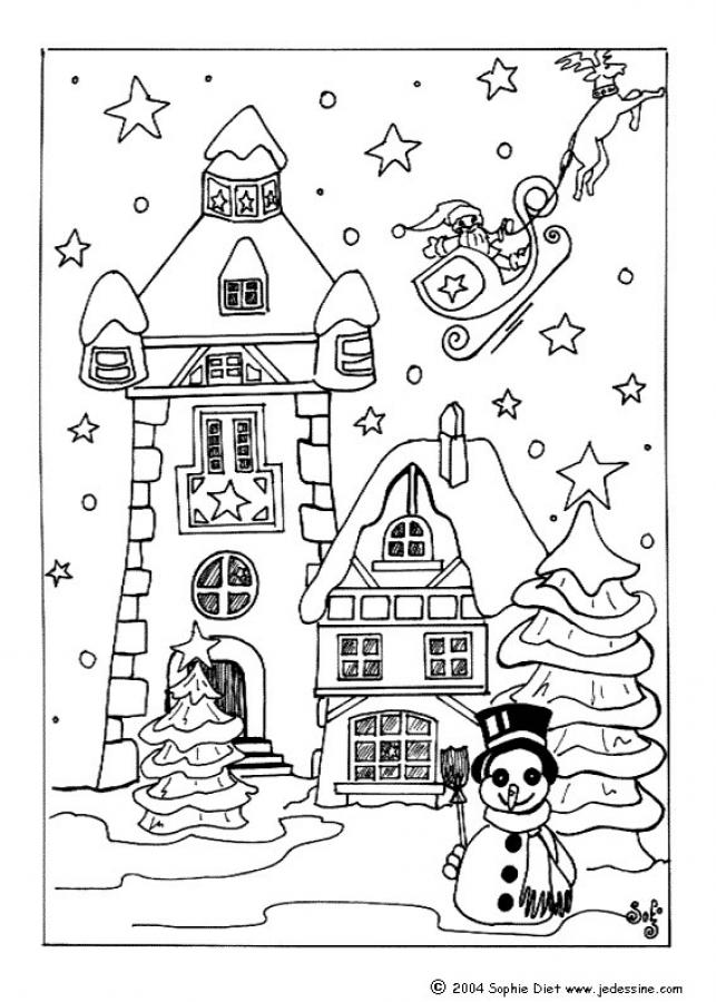 CHRISTMAS VILLAGE coloring pages - Snow-covered house
