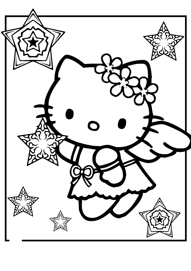 hello kitty kimono coloring page