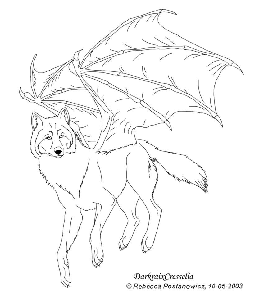 bat winged wolf coloring pages