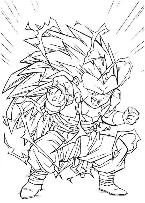 Gotenks Super Saiyajin - 3 - Dragon Ball Kids Coloring Pages