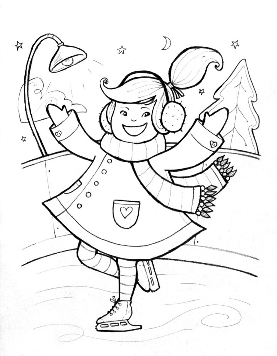 winter coloring pages for girls - Clip Art Library