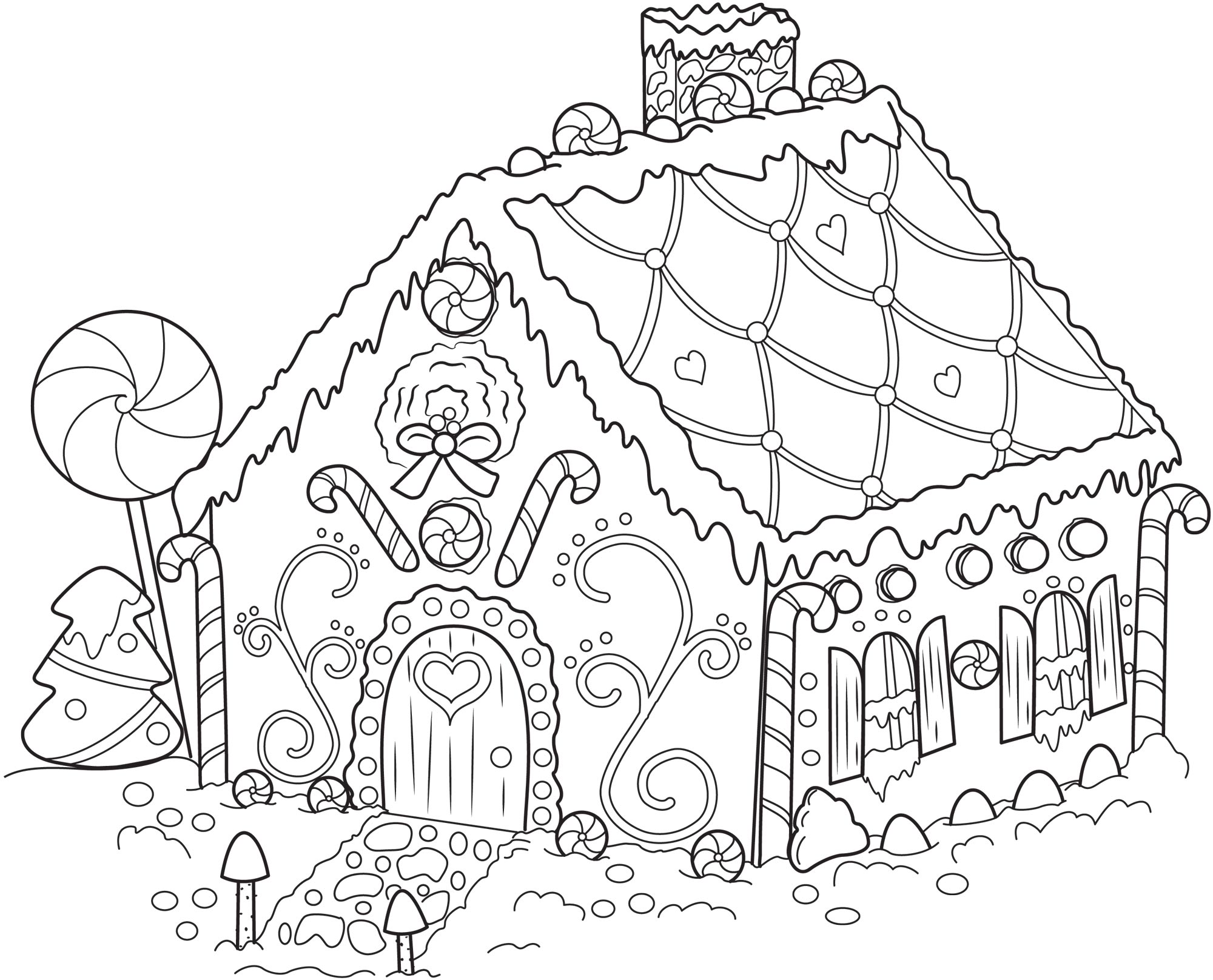 Gingerbread House Coloring Pages For Adults Clip Art Library