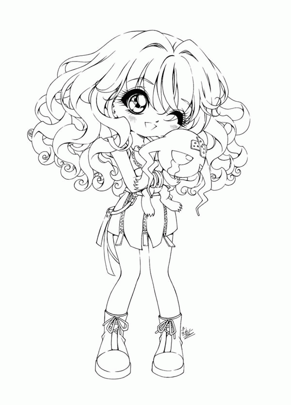 Chibi Coloring Pages Anime Girls Coloring Pages Cute Girls  Etsy