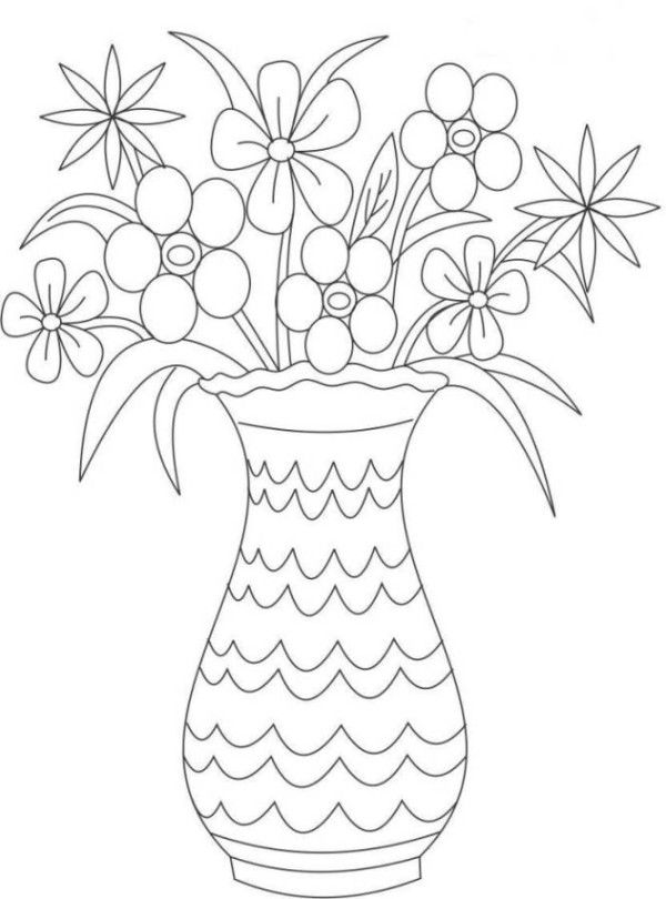 Flower Vase Drawing  Flower Pot Drawing  Flower Vase Drawing With  Rose  YouTube