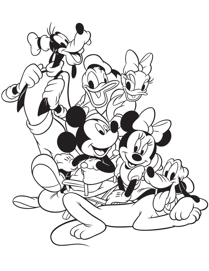 Mickey Mouse Golfing With Pluto Coloring Page | Free Printable