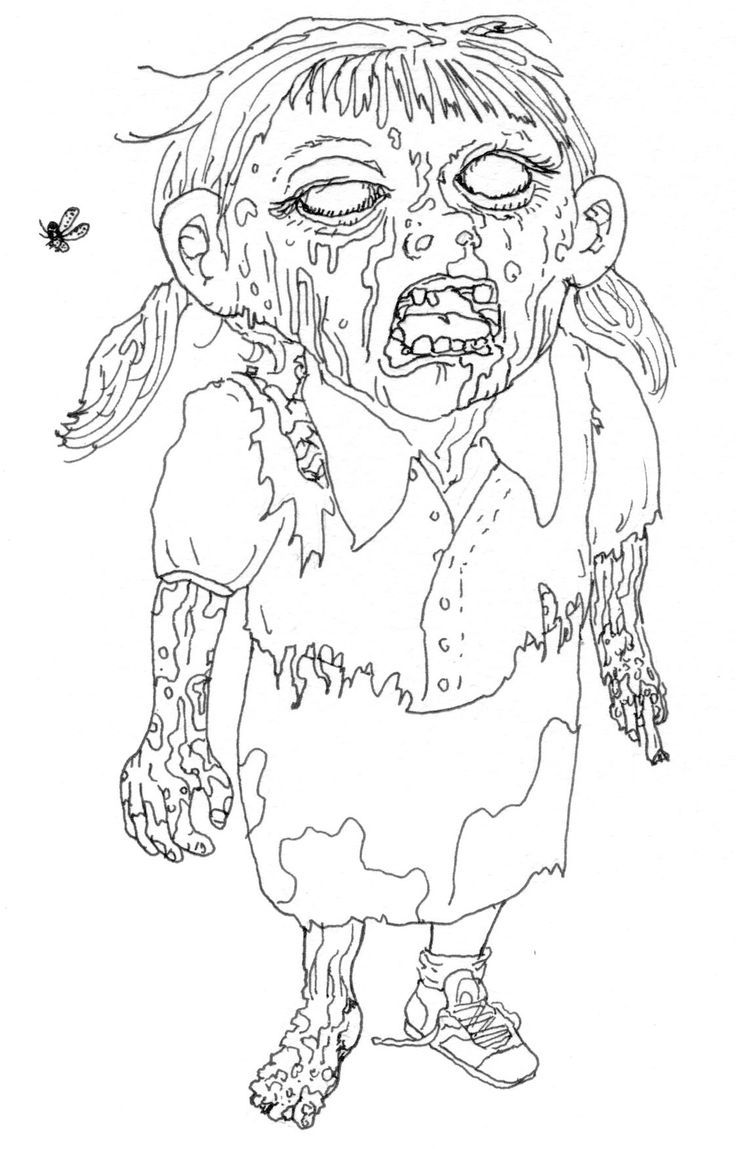 Cute Zombie Coloring Page Clip Art Library