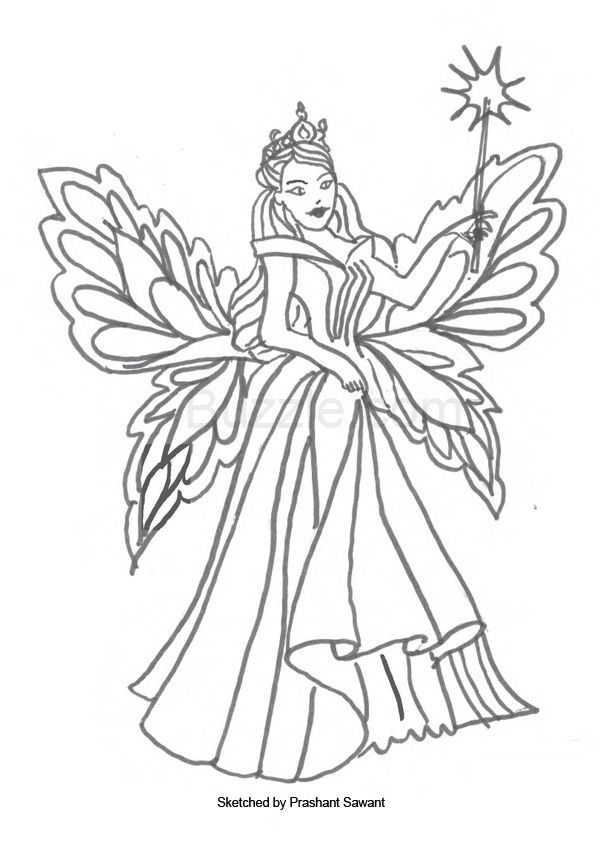 Child Drawing Fairy Flying on a Flower Stock Illustration - Illustration of  magic, crown: 69566960