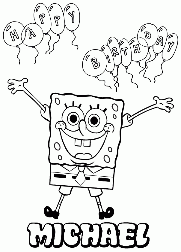 Free Spongebob Happy Birthday Coloring Pages, Download Free Spongebob ...