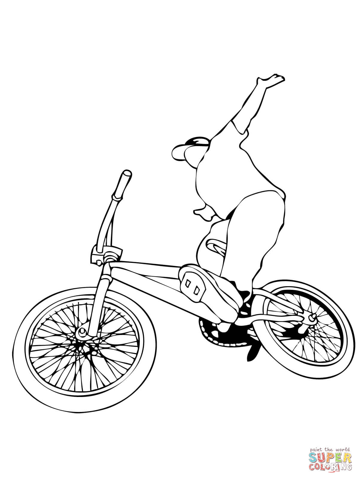Riding BMX Bike coloring page