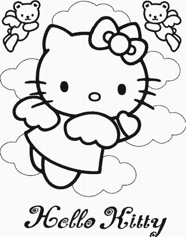 hello kitty kimono coloring page