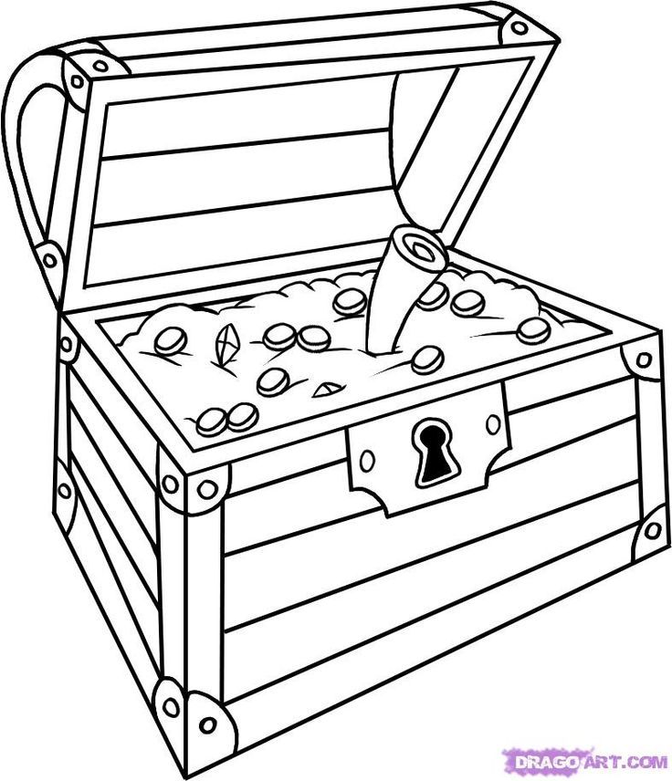 Treasure Box Coloring Pages for Kids · Creative Fabrica
