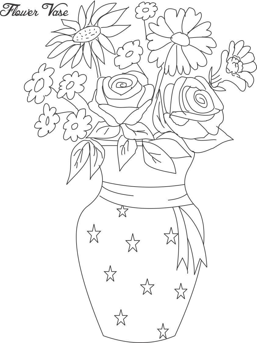 Coloring Pages | Rose Flowerpot Coloring Pages