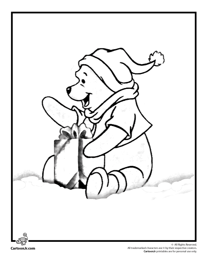 Winnie the Pooh Christmas Coloring Page 