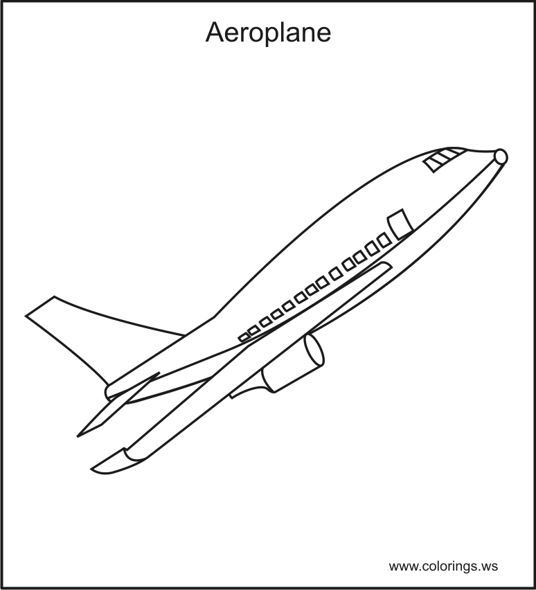 Colorings.ws : Free Aeroplane Coloring Page