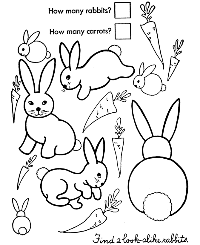Easter Bunny Coloring Pages - Count the Easter Bunnies 