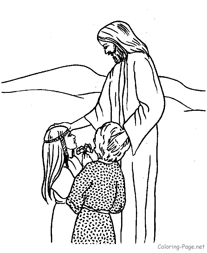 Jesus With Little Children Coloring Page