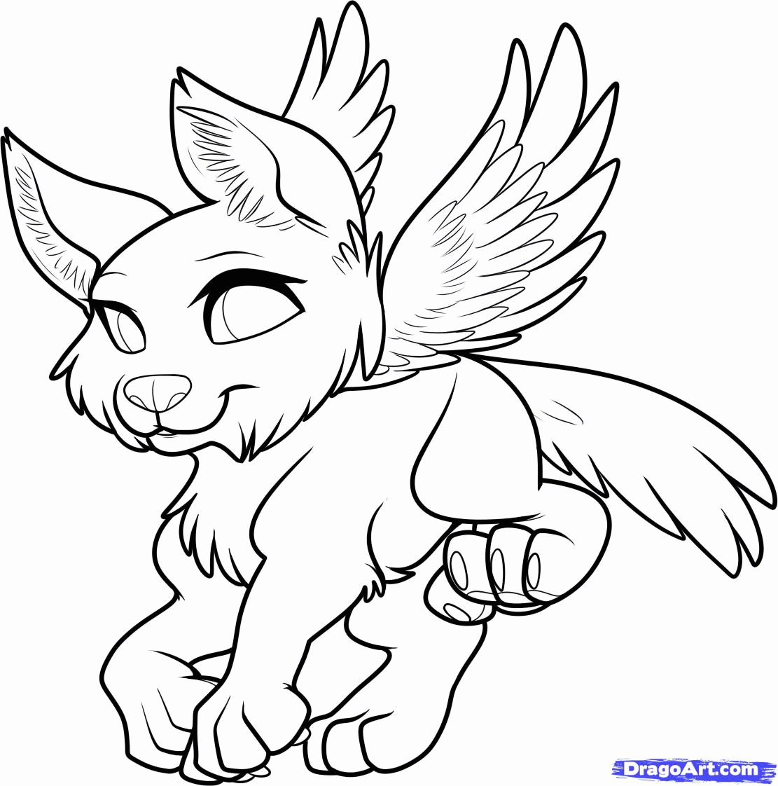 cute cartoon wolf pup with wings