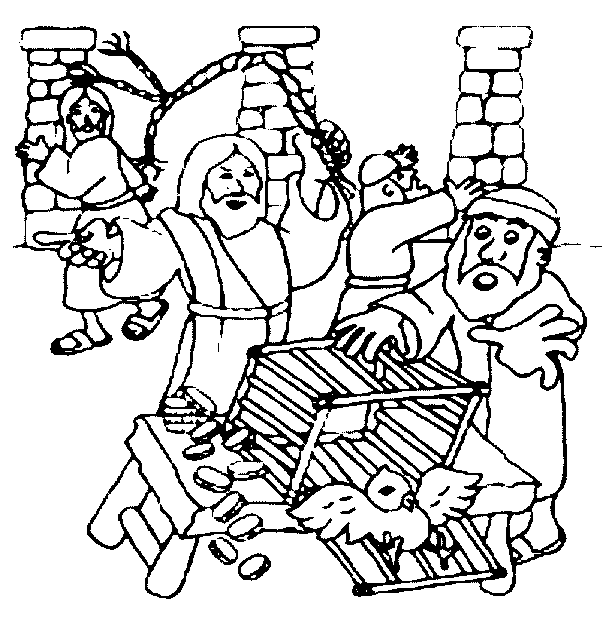 Jesus Clears Temple Coloring - Clip Art Library