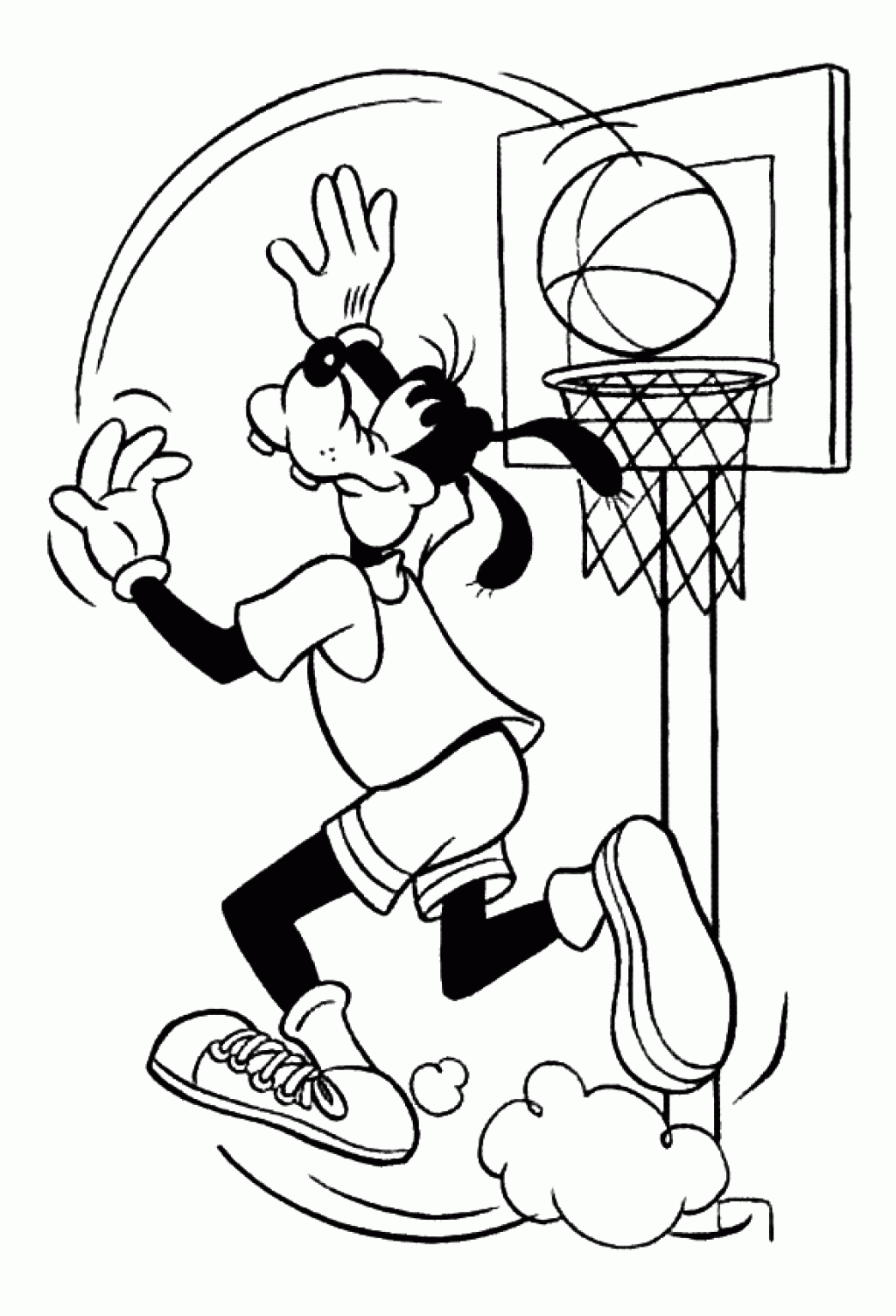 Disney Goofy Basketball Coloring Pages | Cartoon Coloring pages
