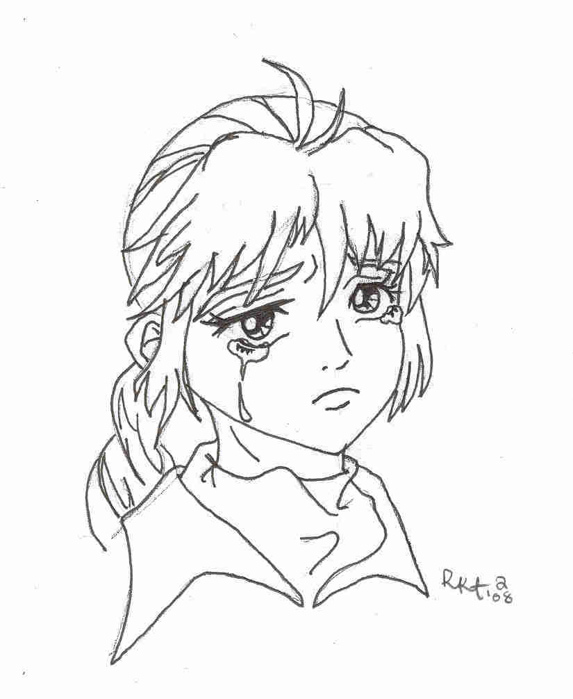 sad little girl coloring page
