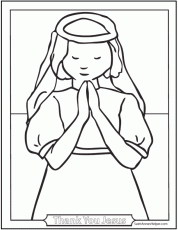 Girl Praying Communion Coloring Page