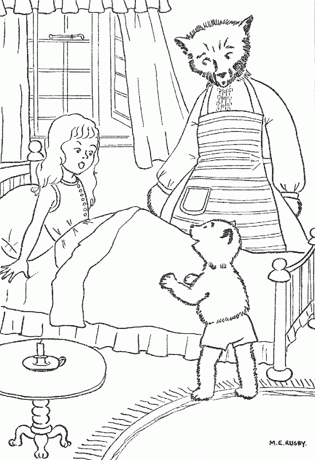 Goldilocks and the Three Bears Coloring Pages - Free Printable Sheets