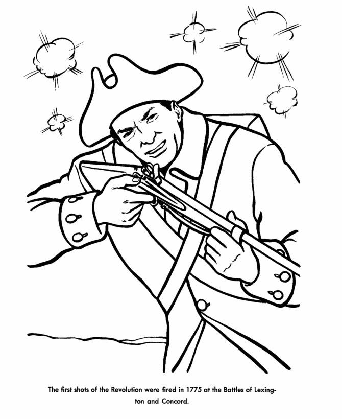 Revoltionary War First Shots Coloring Page | School-History