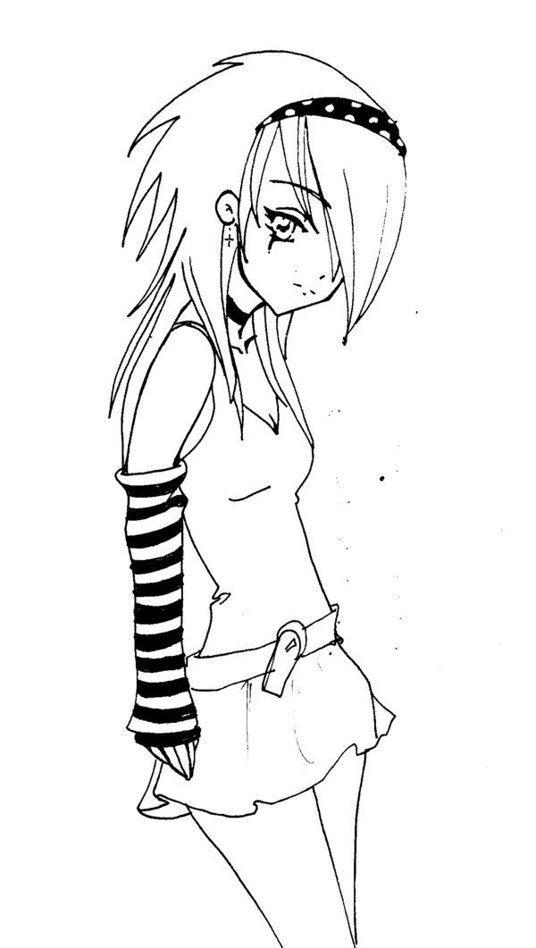 Manga Anime Drawing Emo music girl black Hair manga human png  PNGWing