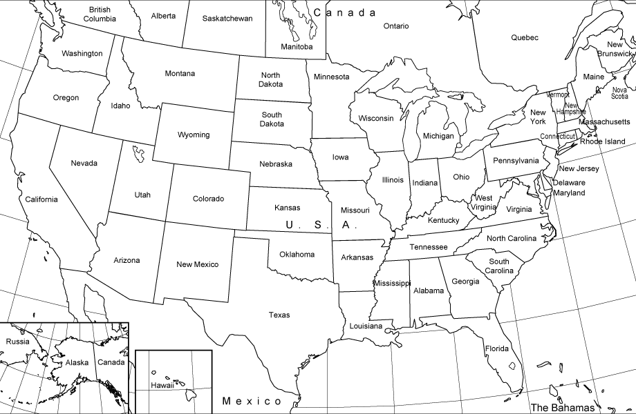 Printable 50 States Map Black And White